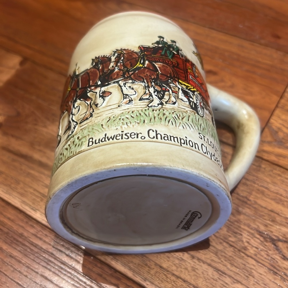 Ceramarte Budweiser Champion Clydesdales St. Louis Missouri Stein 1980
